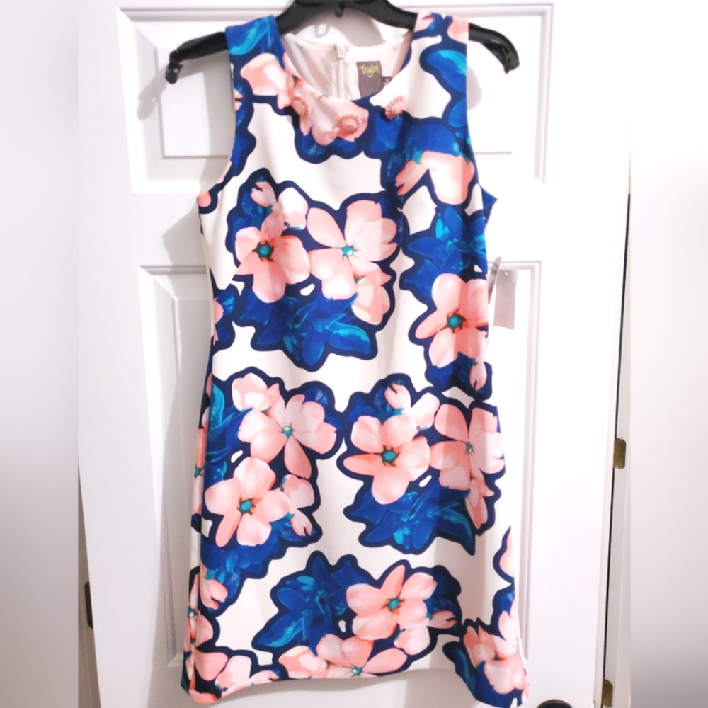Taylor pink and blue floral dress
